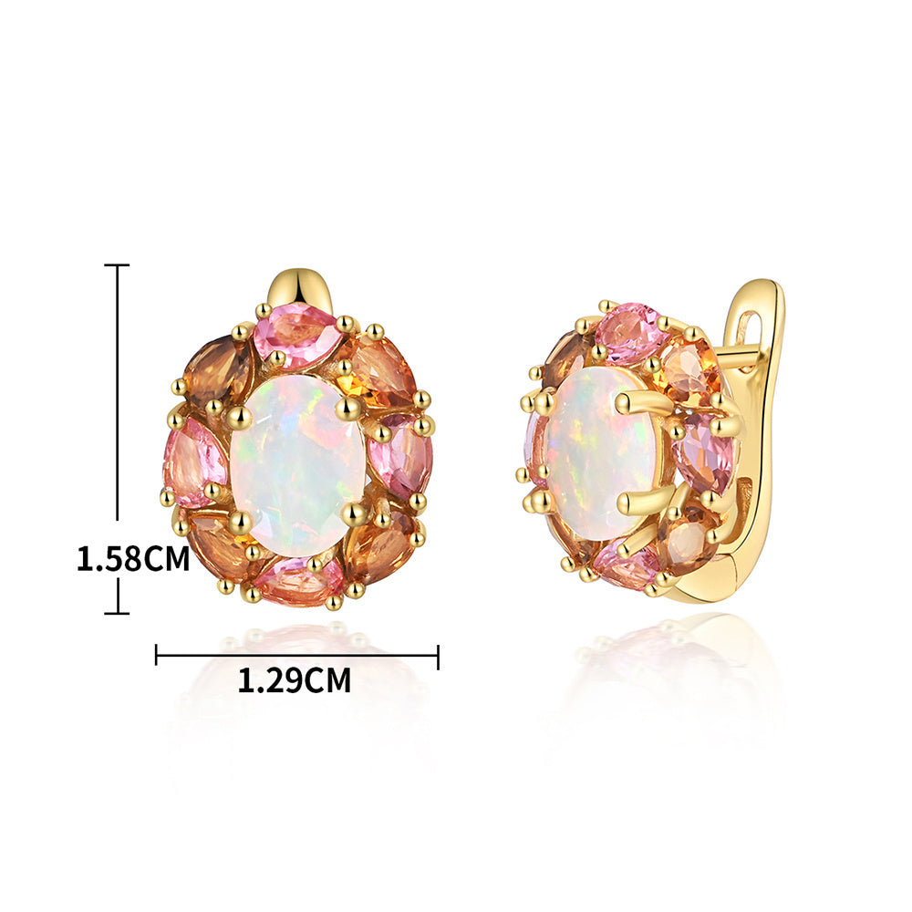 ‘Finch’ Opal Tourmaline Flower Halo Earrings – dimensions