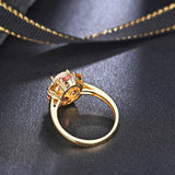 ‘Freesia’ Opal Tourmaline Flower Halo Ring – back view