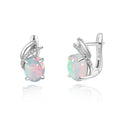 ‘Cedar’ Oval Cabochon Opal Leaf Earrings