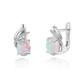 ‘Cedar’ Oval Cabochon Opal Leaf Earrings