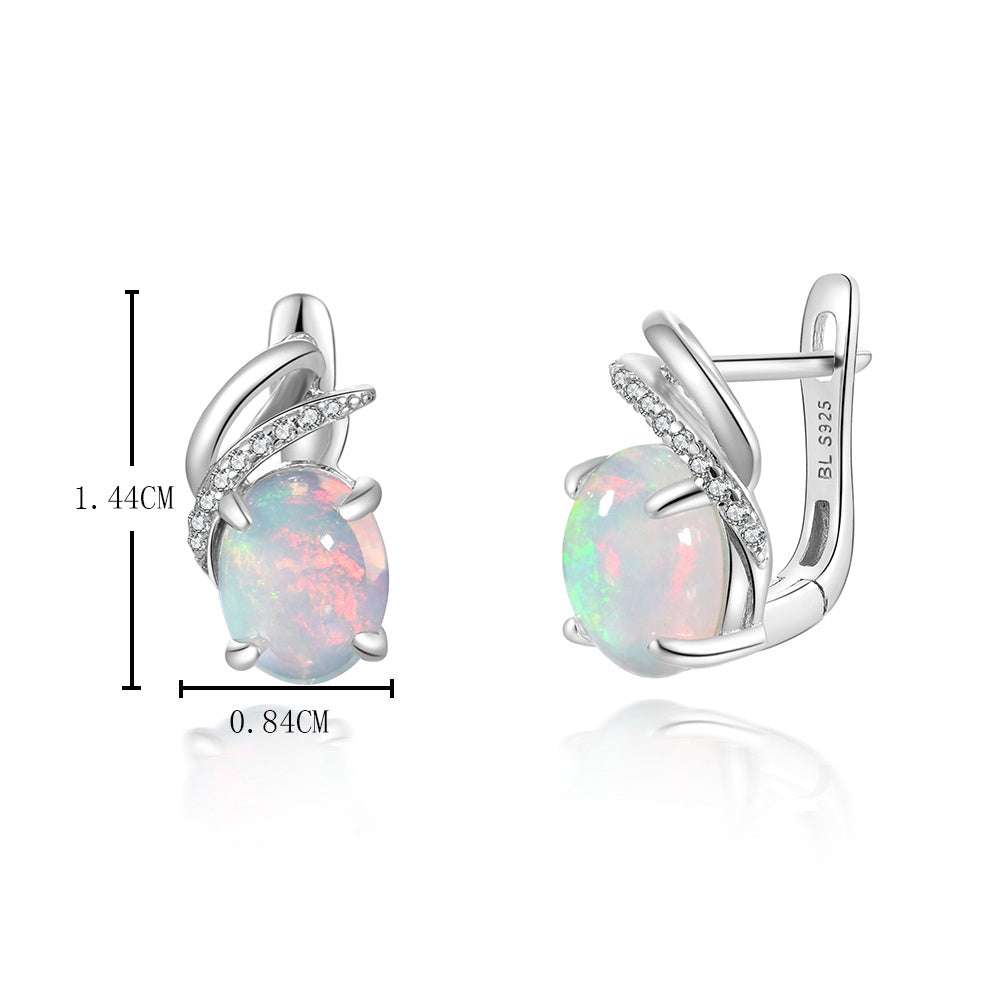 ‘Cedar’ Oval Cabochon Opal Leaf Earrings – dimensions