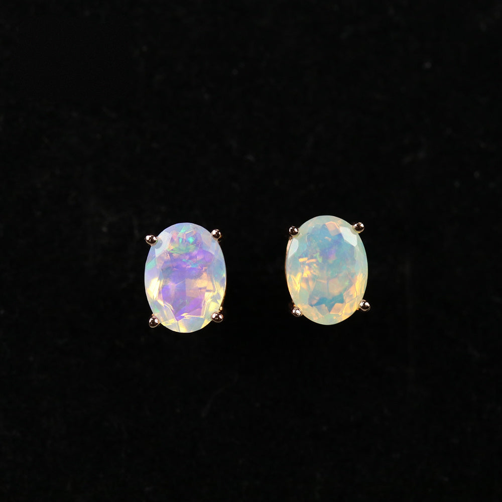 ‘Robin’ Oval Faceted Opal Stud Earrings