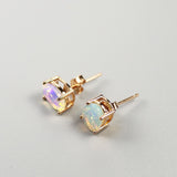 ‘Robin’ Oval Faceted Opal Stud Earrings – side angle