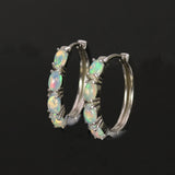 ‘Skye’ Oval Gemstone Row Hoop Earrings – opal pair angle