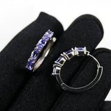 ‘Skye’ Oval Gemstone Row Hoop Earrings – tanzanite on display