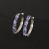 ‘Skye’ Oval Gemstone Row Hoop Earrings – tanzanite pair
