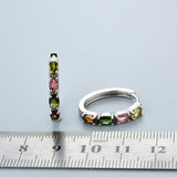 ‘Skye’ Oval Gemstone Row Hoop Earrings – on ruler tourmaline