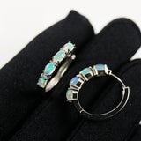 ‘Skye’ Oval Gemstone Row Hoop Earrings – opal on display