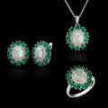 ‘Kallista’ Oval Opal Agate Halo Set