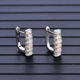 ‘Stevie’ Oval Opal Bar Huggie Earrings – standing pair