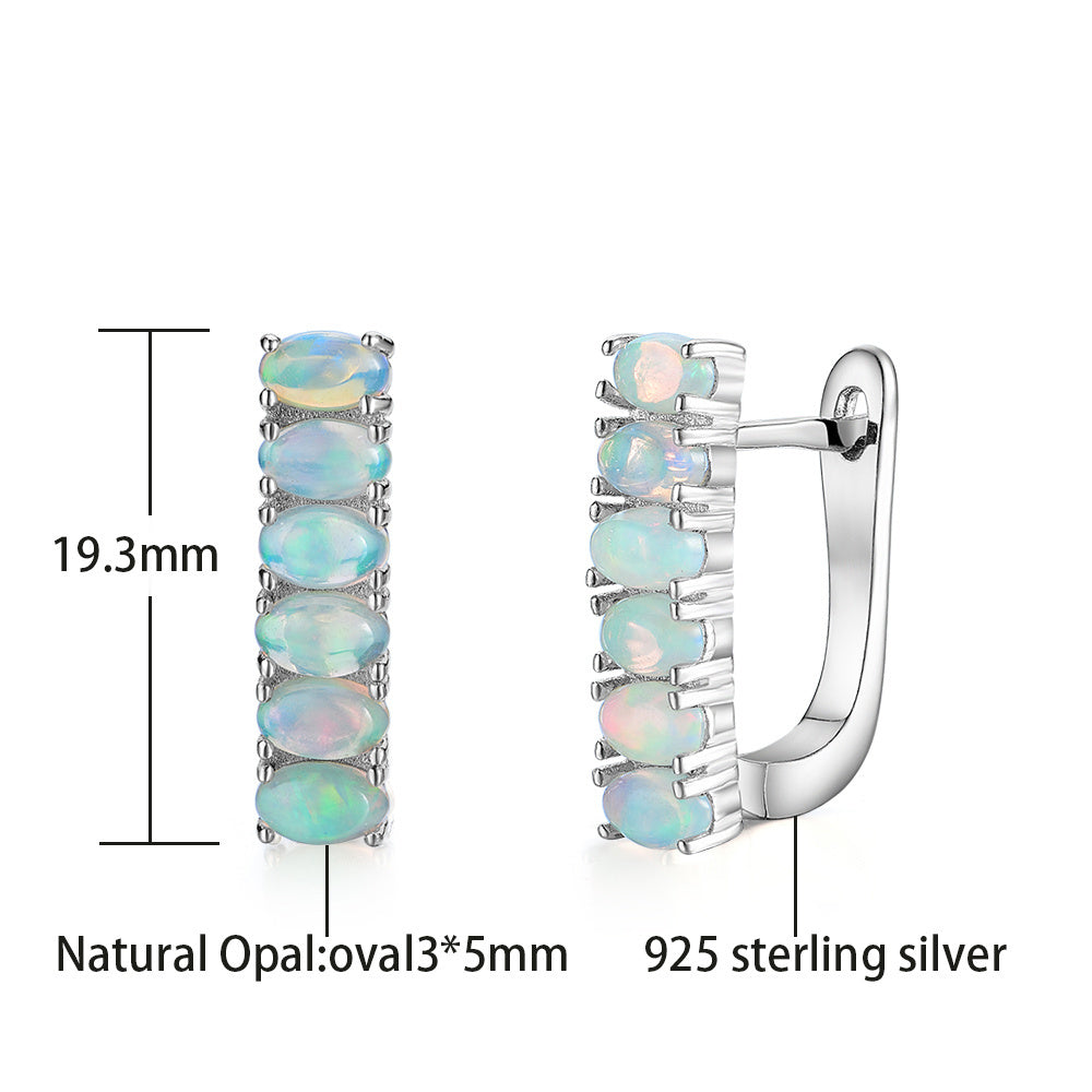 ‘Stevie’ Oval Opal Bar Huggie Earrings – dimensions