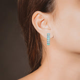 ‘Stevie’ Oval Opal Bar Huggie Earrings – on ear