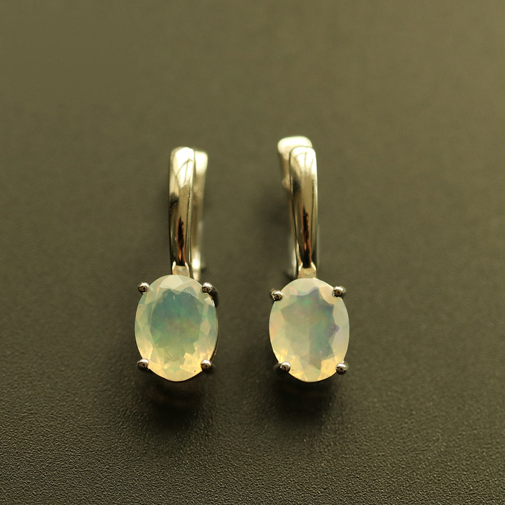 ‘Annie’ Oval Opal Clasp Drop Earrings