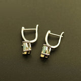 ‘Annie’ Oval Opal Clasp Drop Earrings – back view