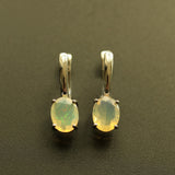 ‘Annie’ Oval Opal Clasp Drop Earrings – pair front warm