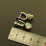 ‘Annie’ Oval Opal Clasp Drop Earrings – with ruler