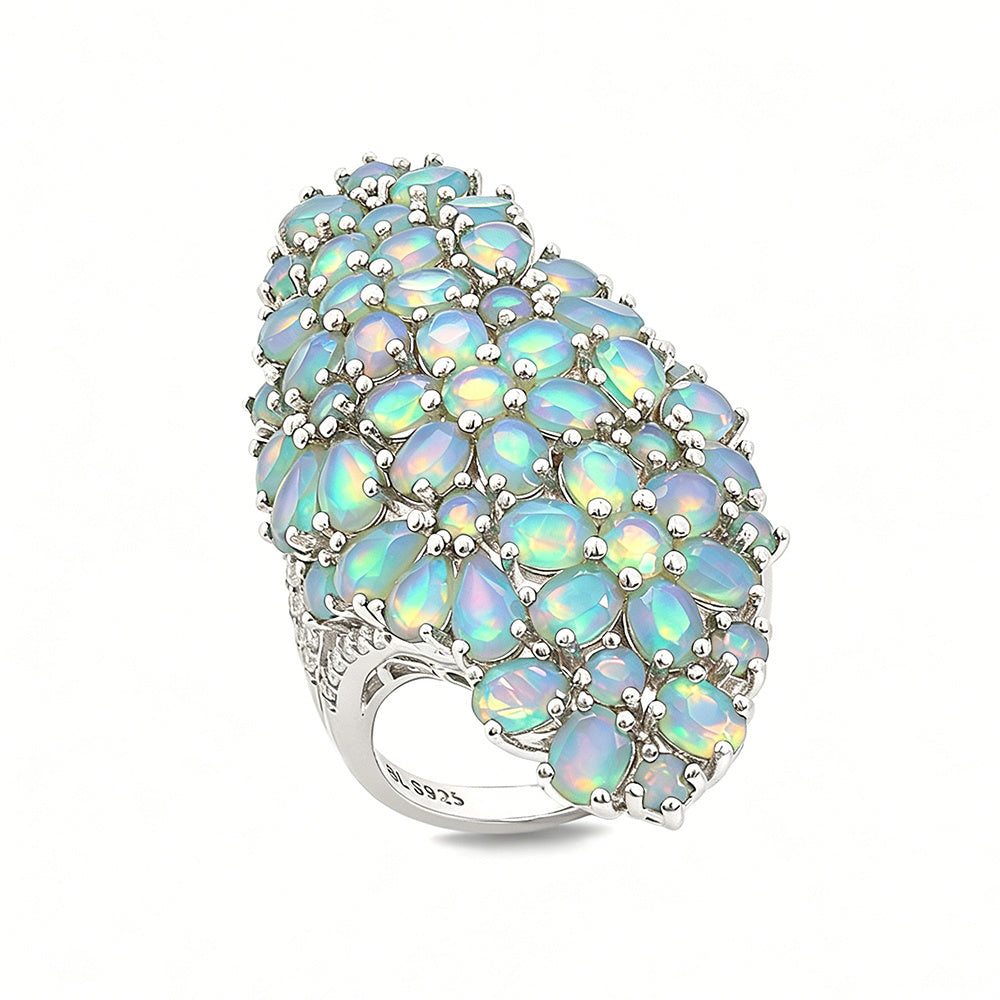 ‘Mattie’ Oval Opal Cluster Cocktail Ring