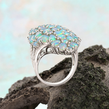 ‘Mattie’ Oval Opal Cluster Cocktail Ring – side on rock