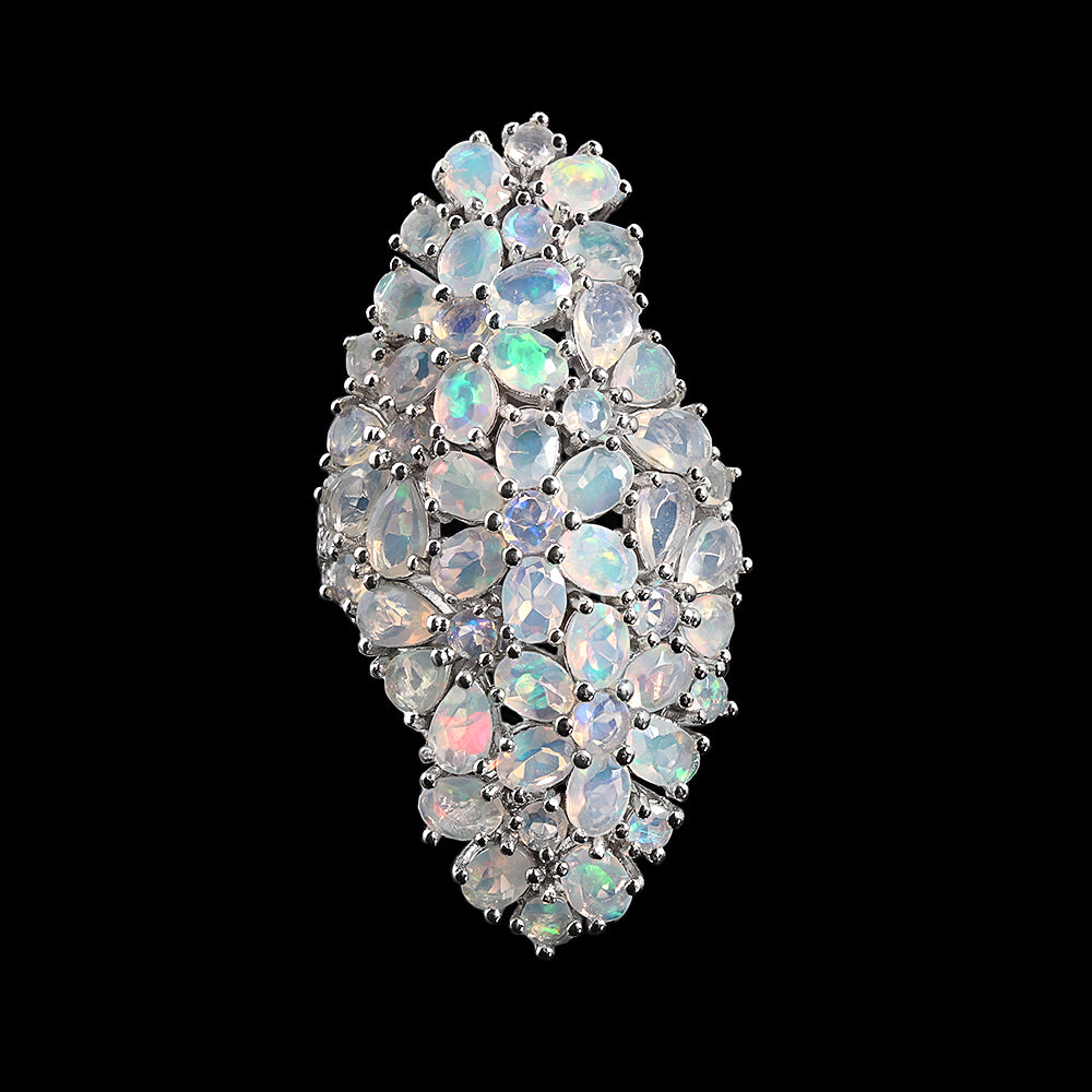 ‘Mattie’ Oval Opal Cluster Cocktail Ring – top view