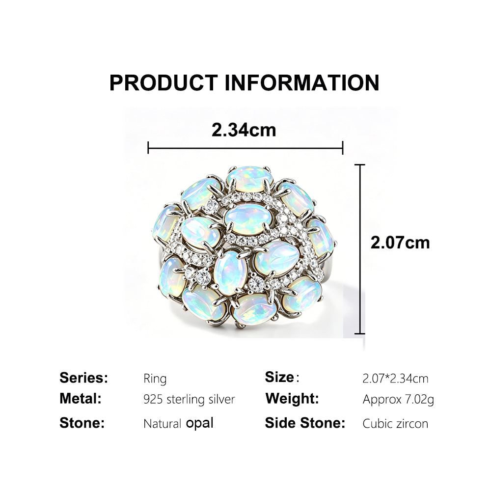 ‘Leigh’ Oval Opal Cluster Cocktail Ring – dimensions