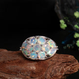 ‘Hattie’ Oval Opal Cluster Dome Ring – on driftwood