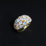 ‘Addie’ Oval Opal Cluster Dome Ring – yellow side view