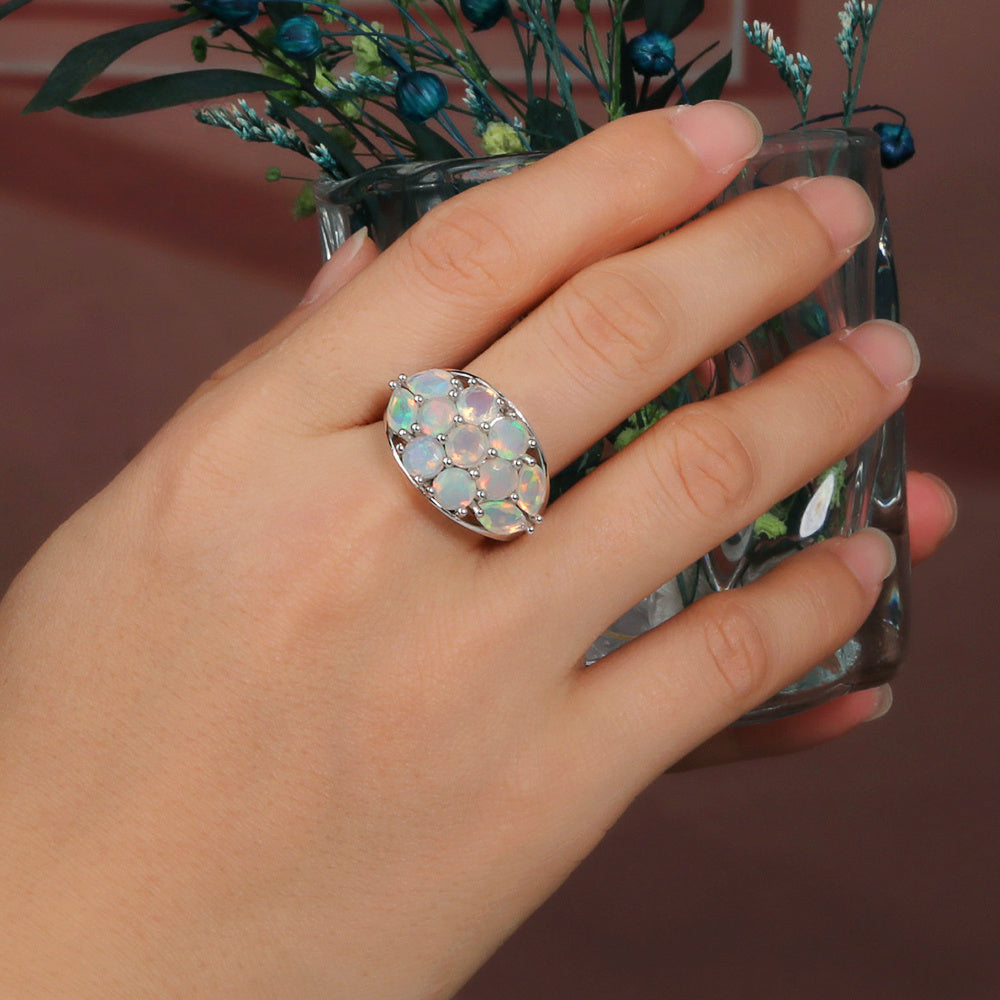 ‘Hattie’ Oval Opal Cluster Dome Ring – on hand