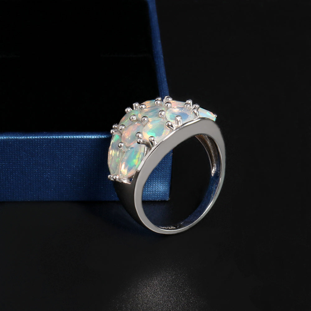 ‘Hattie’ Oval Opal Cluster Dome Ring – side view