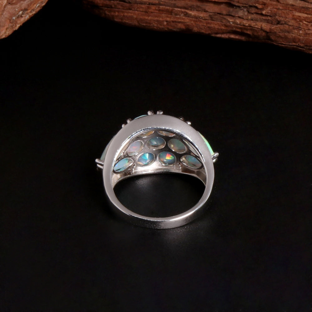 ‘Hattie’ Oval Opal Cluster Dome Ring – back view