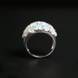 ‘Addie’ Oval Opal Cluster Dome Ring – white front standing