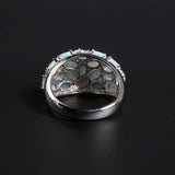 ‘Addie’ Oval Opal Cluster Dome Ring – white back