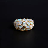 ‘Addie’ Oval Opal Cluster Dome Ring – yellow top view