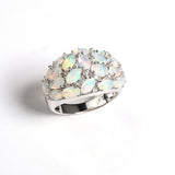 ‘Addie’ Oval Opal Cluster Dome Ring – white silver