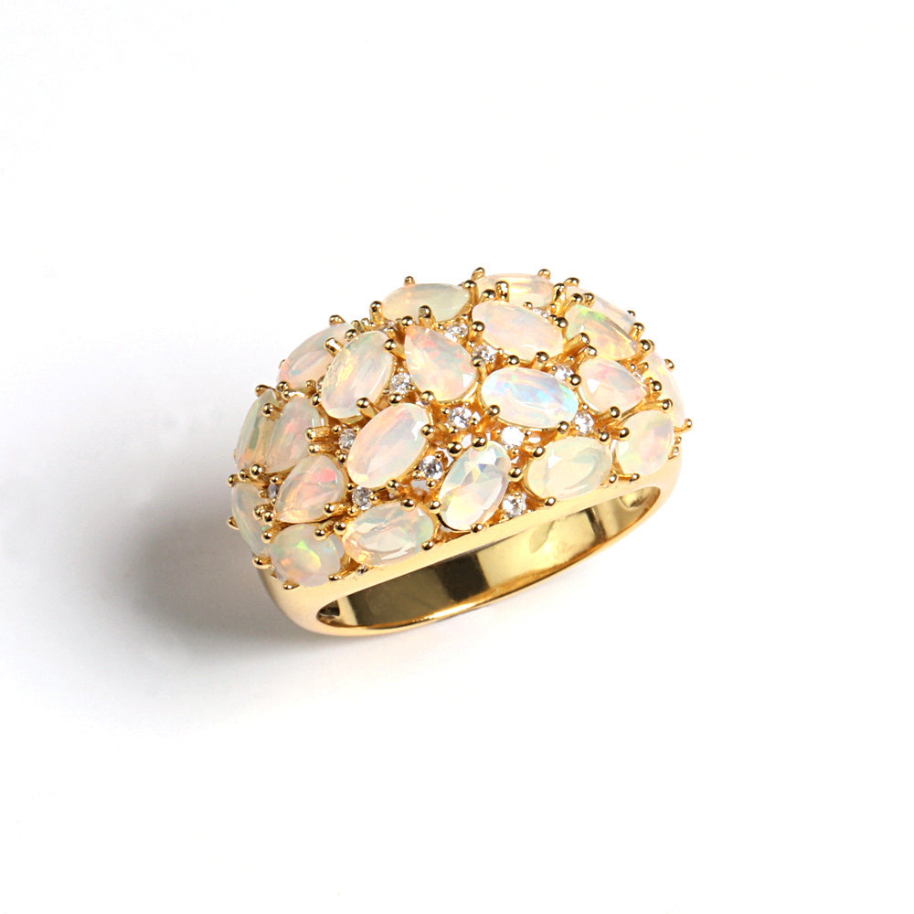 ‘Addie’ Oval Opal Cluster Dome Ring – yellow gold