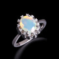 ‘Honora’ Oval Opal Crown Halo Ring