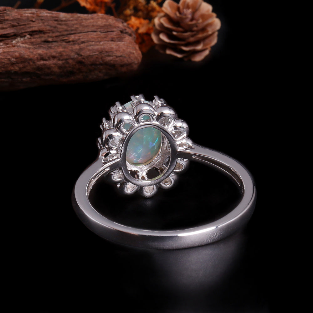 ‘Honora’ Oval Opal Crown Halo Ring – back view