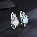 ‘Frankie’ Oval Opal CZ Swirl Earrings – pair standing