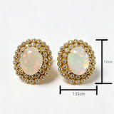 ‘Faith’ Oval Opal Double Halo Earrings – dimensions