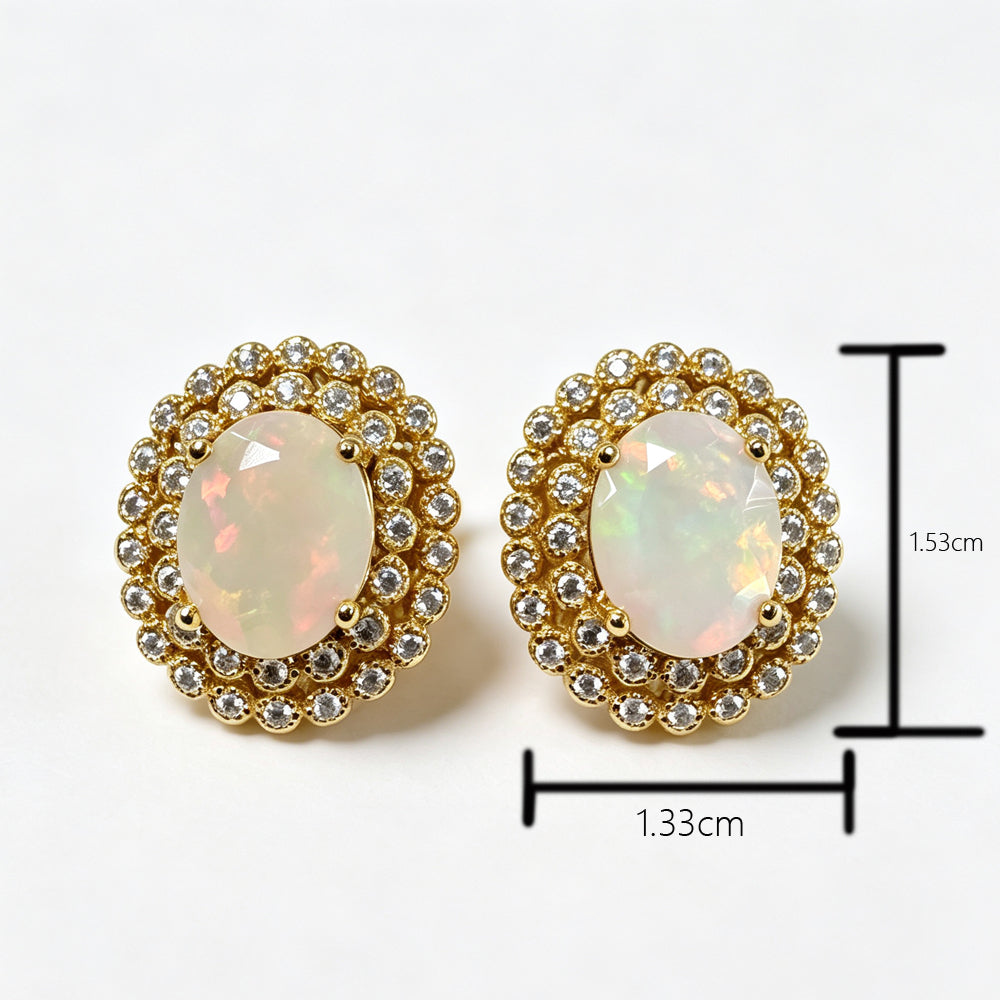 ‘Faith’ Oval Opal Double Halo Earrings – dimensions
