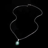 ‘Bexley’ Oval Opal Emerald Halo Pendant – full necklace