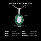 ‘Bexley’ Oval Opal Emerald Halo Pendant – specs dimensions
