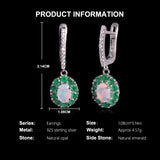 ‘Sylvie’ Oval Opal Emerald Halo Set – earring specs