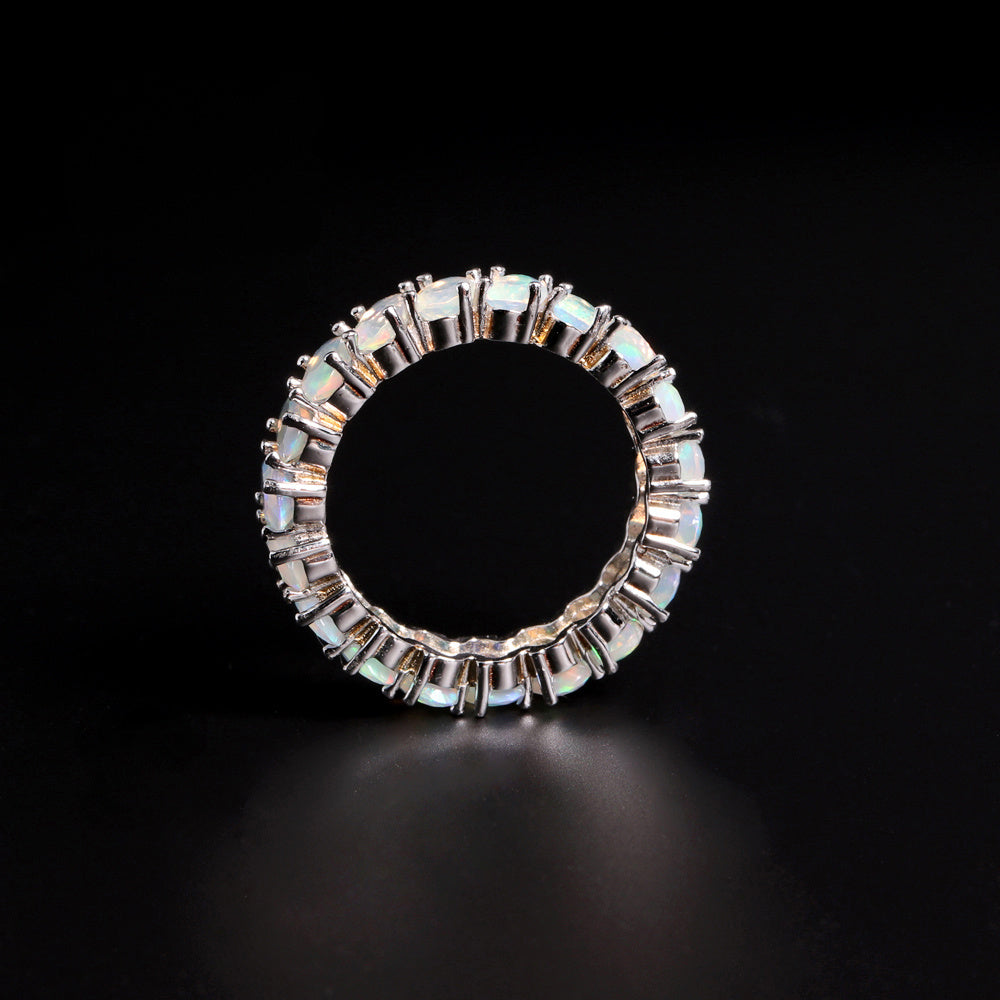 ‘Everly’ Oval Opal Eternity Band Ring – upright front