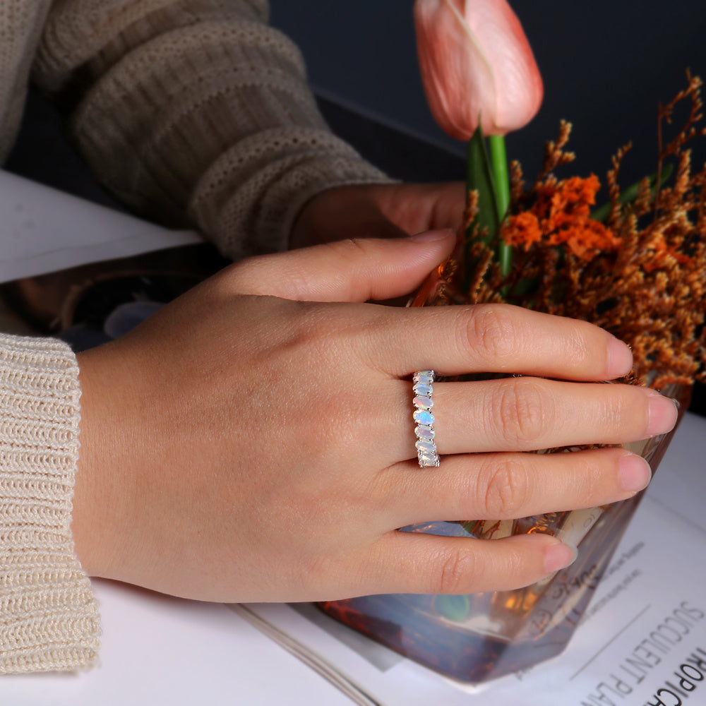‘Everly’ Oval Opal Eternity Band Ring – on hand