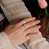 ‘Everly’ Oval Opal Eternity Band Ring – on hand sweater
