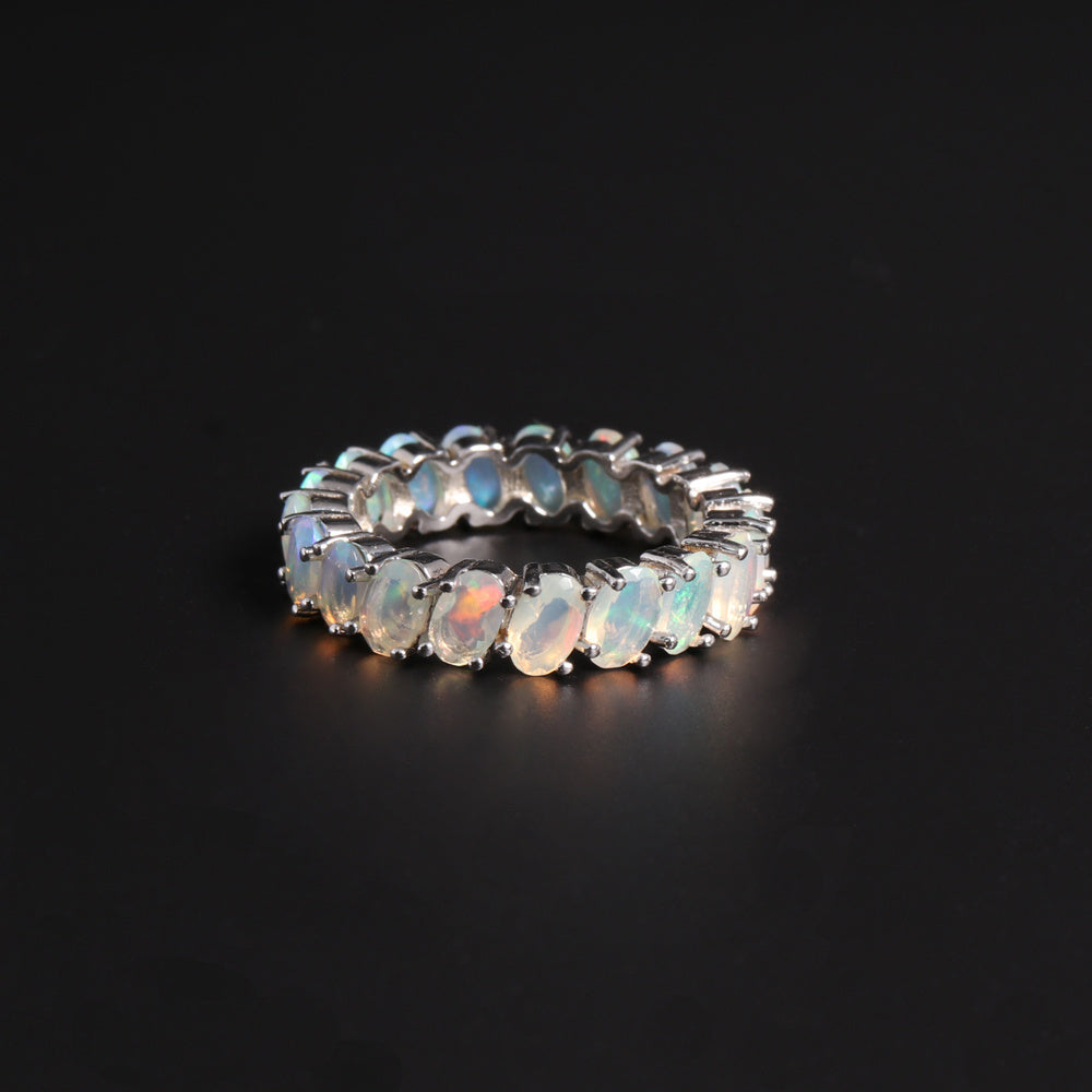 ‘Everly’ Oval Opal Eternity Band Ring – side view