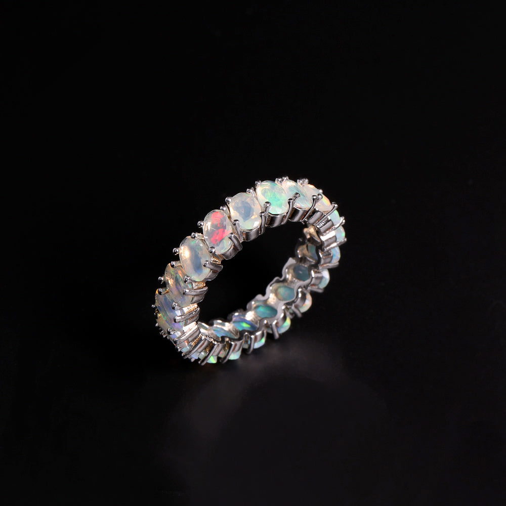 ‘Everly’ Oval Opal Eternity Band Ring – opal ring