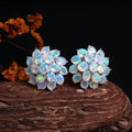 ‘Primrose’ Oval Opal Flower Cluster Earrings