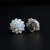 ‘Primrose’ Oval Opal Flower Cluster Earrings – side view