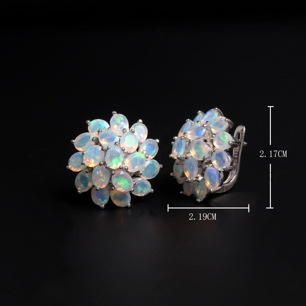 ‘Primrose’ Oval Opal Flower Cluster Earrings – dimensions